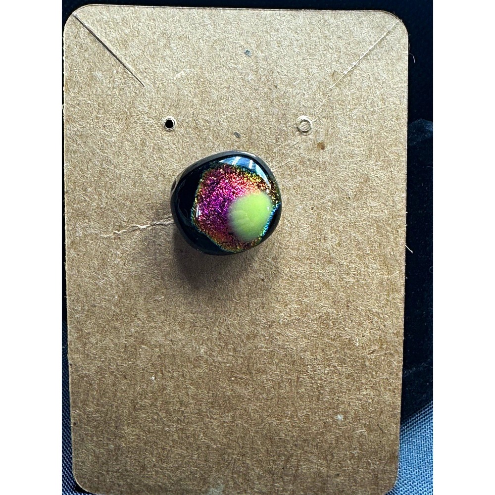 Round Glass Shank Black Multicolor lapel pin